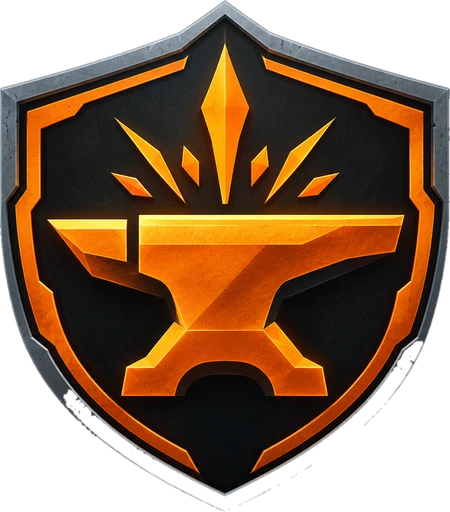 Reforgedmin emblem - an anvil on a steel shield